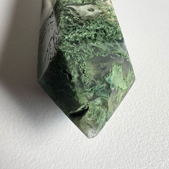 Moss Agate Crystal Double Terminated Point (#6)‎ - Picture 3 of 12
